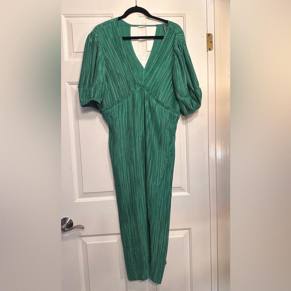 Anthropologie Emerald Pleated dress